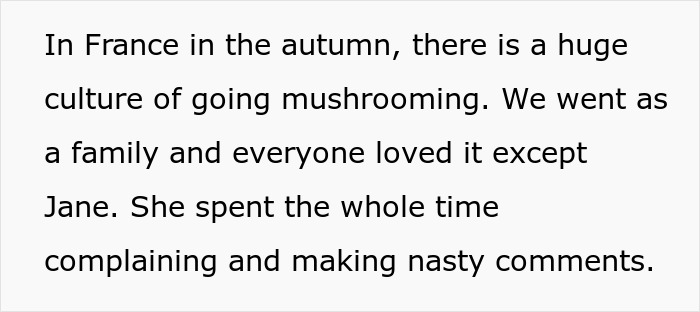 Family enjoys mushrooming in France while Jane complains Family enjoys mushrooming in France while Jane complains