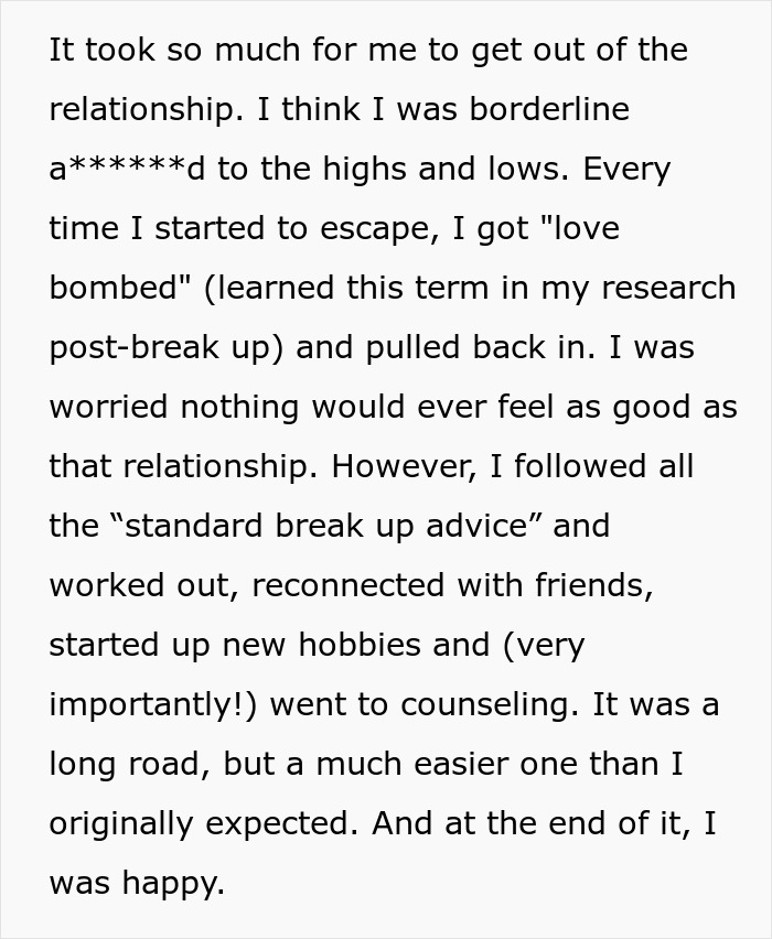 A woman discussing her experience getting out of a toxic relationship after her boyfriend's jealousy and ridiculous rules destroyed her life