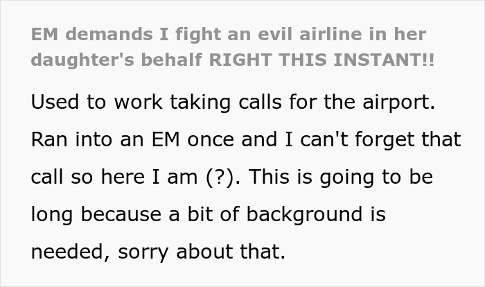 Text excerpt describing an entitled mom and canceled flight at airport Text excerpt describing an entitled mom and canceled flight at airport