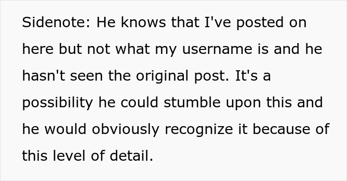 Screenshot of text about a toxic guy and his jealousy, indicating the poster is anonymous to him.