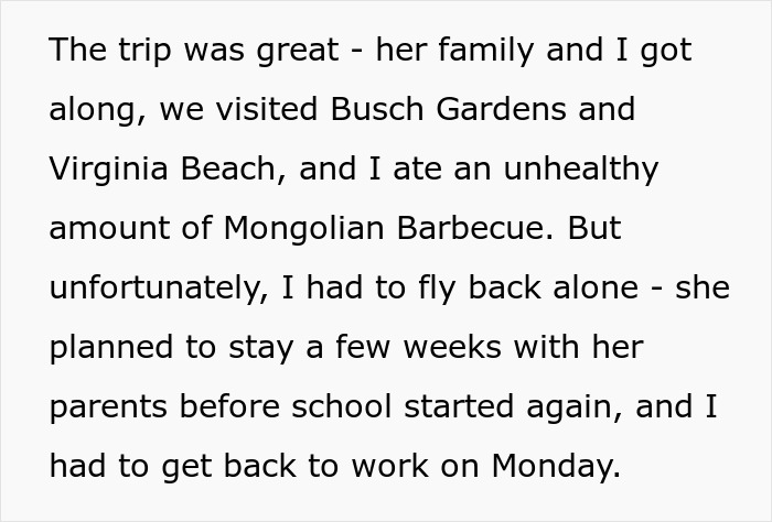 Text describing a solo flight after visiting Busch Gardens and Virginia Beach Text describing a solo flight after visiting Busch Gardens and Virginia Beach