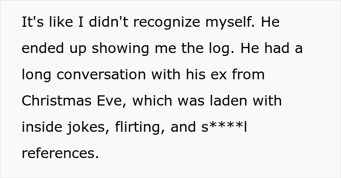Toxic guy reveals a log with flirting and s****l references with his ex, highlighting his jealousy and ridiculous rules.