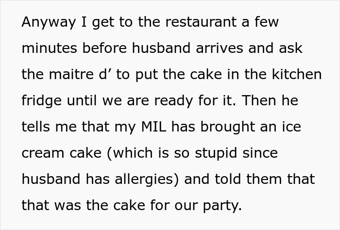 MIL brings an ice cream cake with son's birthday cake despite husband's allergies