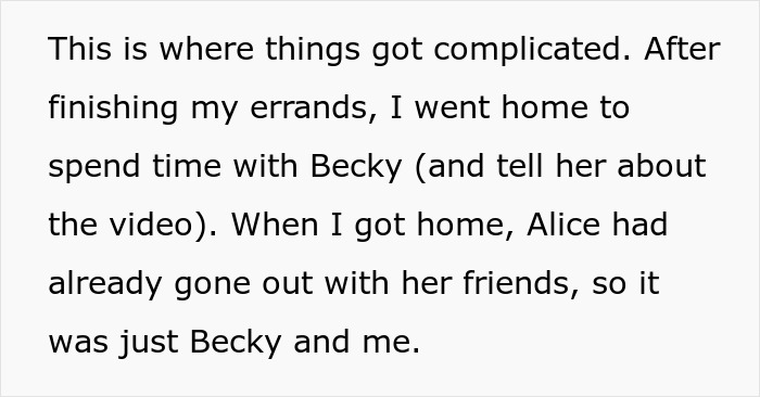 Text explaining the friend's absence, leaving the husband and Becky alone to discuss the creepy friend.