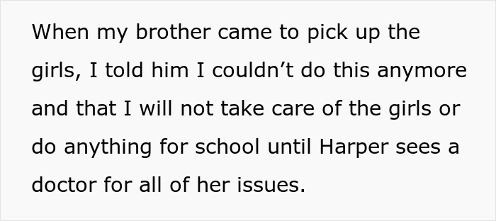 Text stating refusal to care for child until health issues are addressed Text stating refusal to care for child until health issues are addressed
