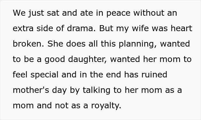 A daughter planning a special Mother's Day, ruined by an attention-seeker mom. A daughter planning a special Mother's Day, ruined by an attention-seeker mom.