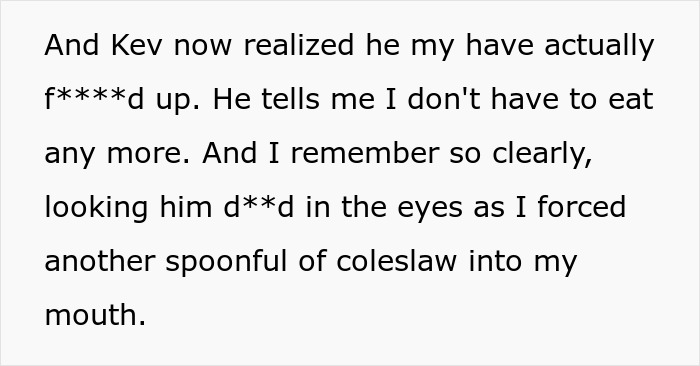 A parent's boyfriend immediately regrets testing a food issue with a kid, feeling bad about the mistake.