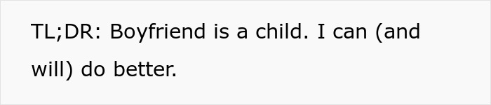 A screenshot of a text post where the user refers to the boyfriend as a child, in a story about an introverted GF. A screenshot of a text post where the user refers to the boyfriend as a child, in a story about an introverted GF.