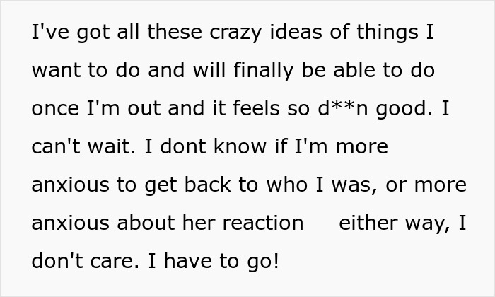 Man is excited about new ideas after realizing fiancée is the problem, anticipating her reaction but not caring. Man is excited about new ideas after realizing fiancée is the problem, anticipating her reaction but not caring.