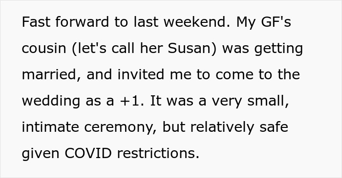 Text describing attending a small wedding during COVID restrictions Text describing attending a small wedding during COVID restrictions