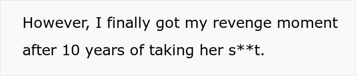 Text revealing woman finally gets revenge after a decade of MIL's behavior Text revealing woman finally gets revenge after a decade of MIL's behavior