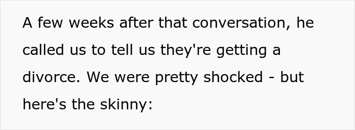 Text revealing a couple's divorce news and shock among friends Text revealing a couple's divorce news and shock among friends