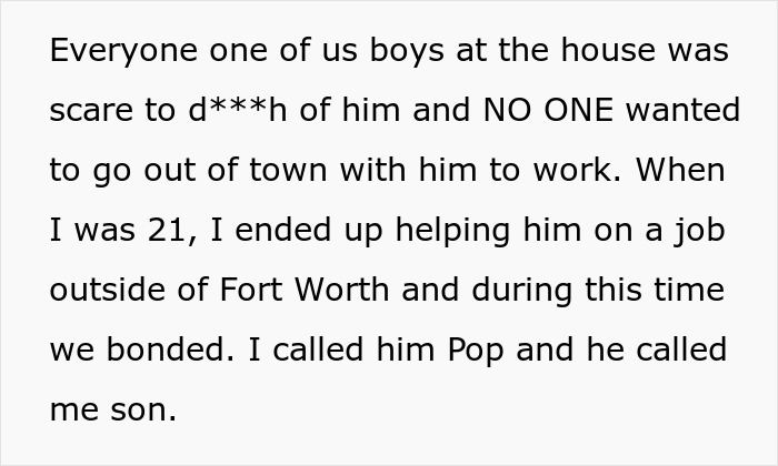 Text post explaining the fear of the grandfather and bonding during work, contrasting with the greedy family at Grandma's funeral. Text post explaining the fear of the grandfather and bonding during work, contrasting with the greedy family at Grandma's funeral.