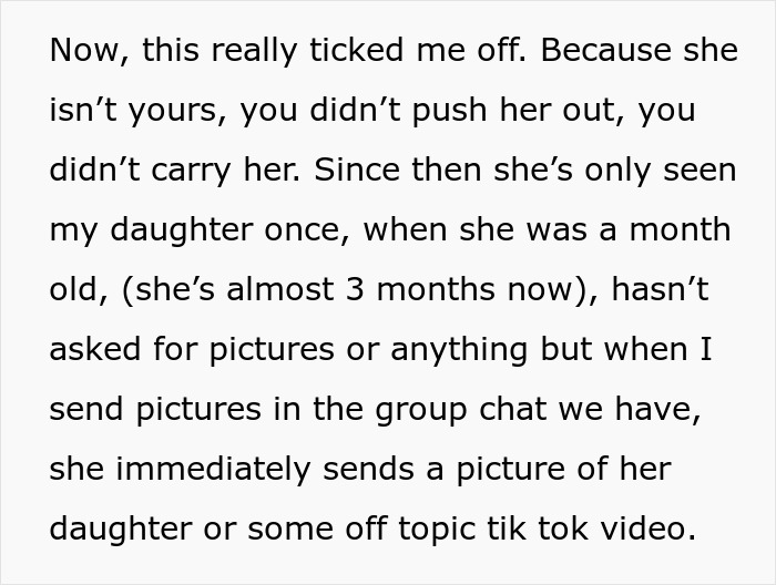 Text about half-sister not being baby's mother and interaction issues Text about half-sister not being baby's mother and interaction issues