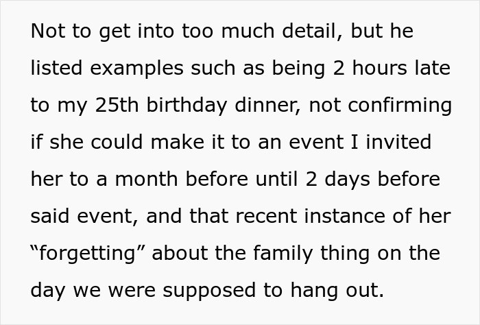Details emerge about how a bride's bestie was not made a bridesmaid, including instances of being late and forgetful.