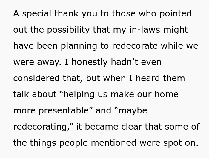 Sneaky In-Laws Try To Stay At Couple's Home When They're Not There In Order To Change It Completely