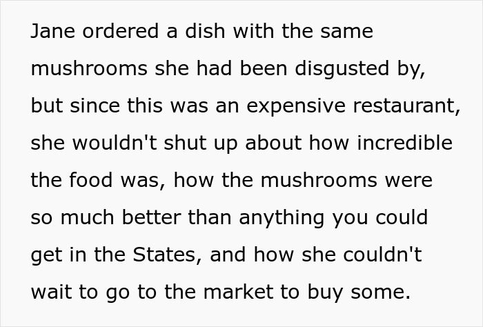 Woman praises mushrooms in an expensive restaurant Woman praises mushrooms in an expensive restaurant