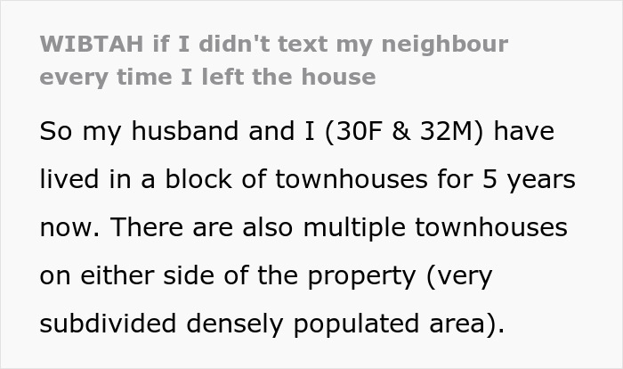 Screenshot of text about an anxious neighbor complaining about a guy's car and wanting advance notice. Screenshot of text about an anxious neighbor complaining about a guy's car and wanting advance notice.