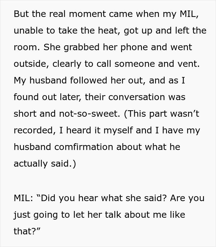 A MIL at a son's wedding leaves the room upset after the bride's speech, feeling exposed for wearing white.