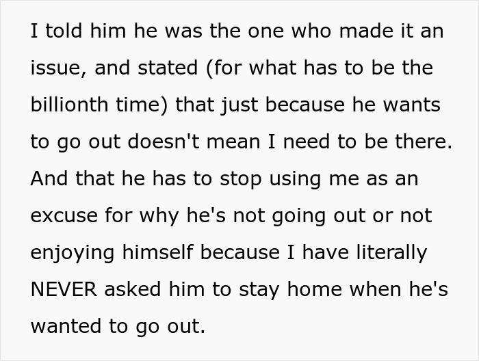 Man begs introverted GF to go to a bar crawl. Screenshot of text about boundaries. Man begs introverted GF to go to a bar crawl. Screenshot of text about boundaries.