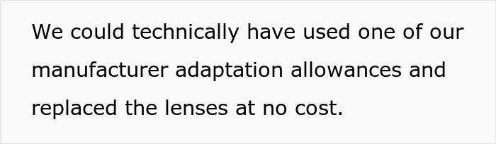 Manufacturer adaptation allowance could replace lenses at no cost