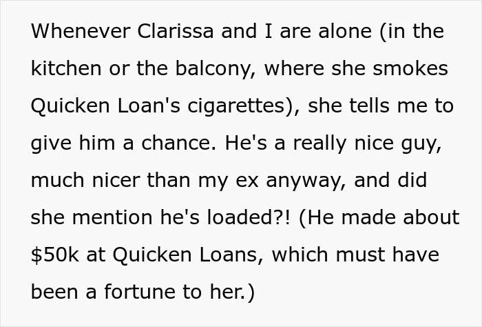 A selfish friend tries to convince a woman to give her blind date a chance, highlighting his income from Quicken Loans. A selfish friend tries to convince a woman to give her blind date a chance, highlighting his income from Quicken Loans.
