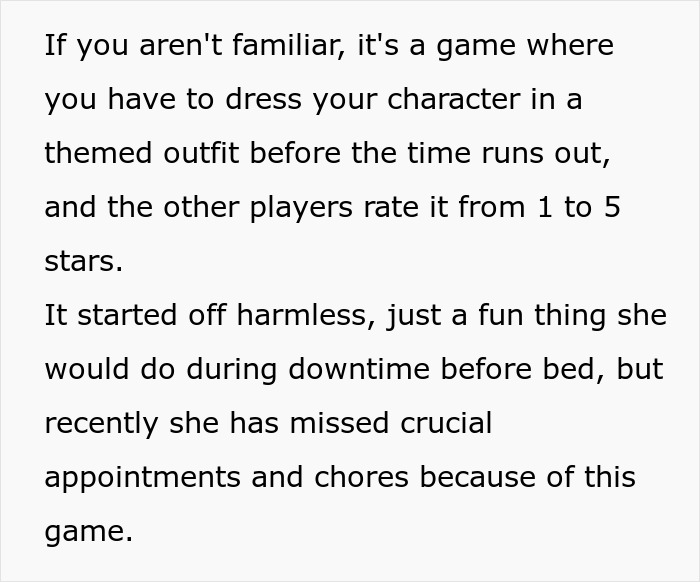 More text describing a woman's gaming problem, explaining how it started and how it now affects her son.