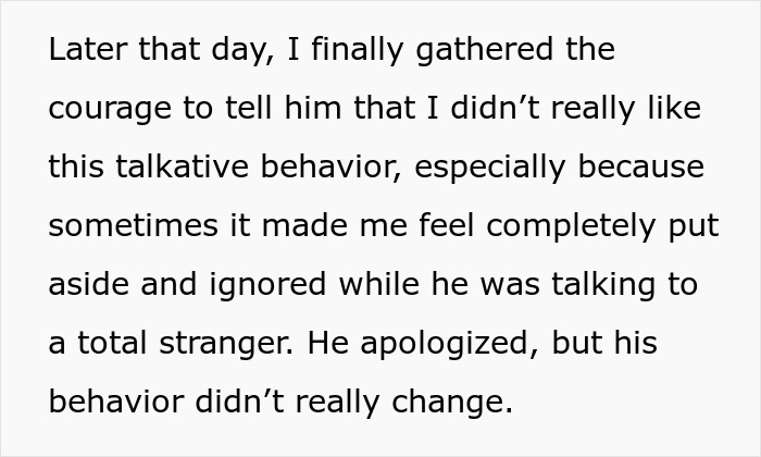 Text snippet: woman is sick of talkative fiancé who craves strangers attention, calls it quits and moves out. Text snippet: woman is sick of talkative fiancé who craves strangers attention, calls it quits and moves out.