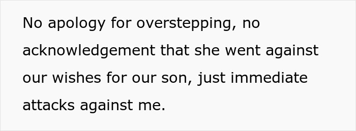 Text about MIL crossing major boundaries while babysitting son