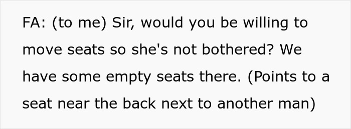 Flight attendant suggests seat change to avoid bothering woman Flight attendant suggests seat change to avoid bothering woman