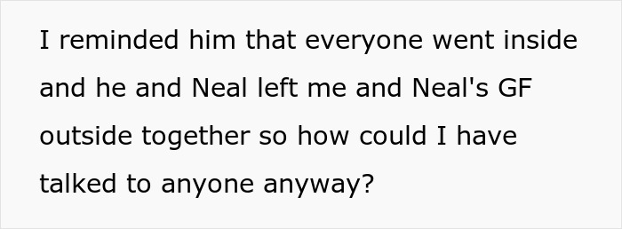 A screenshot of text where the introverted GF questions how she could socialize when left outside the bar. A screenshot of text where the introverted GF questions how she could socialize when left outside the bar.