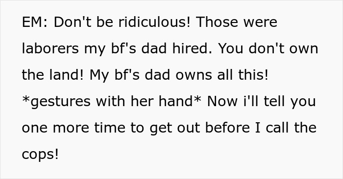 Text snippet of the entitled mom claiming ownership and threatening to call the cops. Text snippet of the entitled mom claiming ownership and threatening to call the cops.