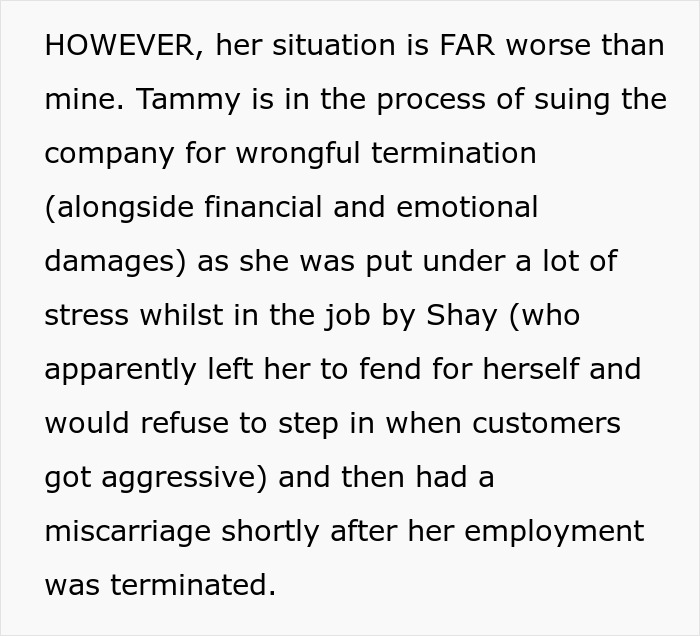 Tammy sues company for wrongful termination and emotional damages, linking to the exposed thieves.