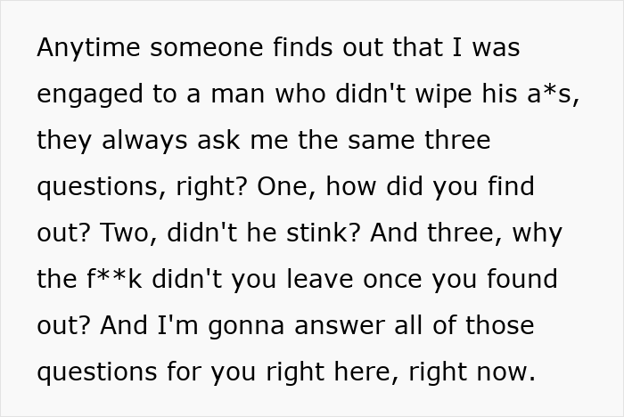 Text about discovering boyfriend's hygiene habits and common questions asked Text about discovering boyfriend's hygiene habits and common questions asked