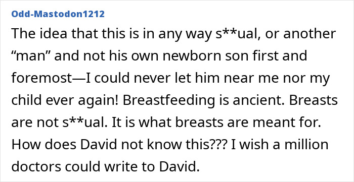 Comment defending breastfeeding as natural and nonsexual amid divorce threat outrage Comment defending breastfeeding as natural and nonsexual amid divorce threat outrage
