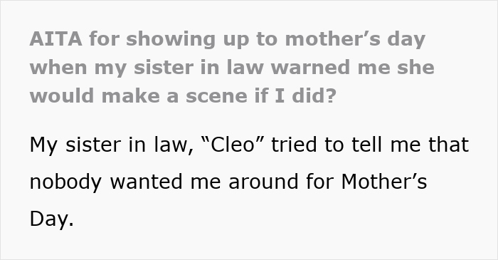 SIL Issues A Mother's Day Ultimatum, Follows Through With A Full Meltdown When It Gets Ignored SIL Issues A Mother's Day Ultimatum, Follows Through With A Full Meltdown When It Gets Ignored