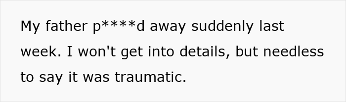 Text passage describing traumatic sudden d***h of father Text passage describing traumatic sudden d***h of father