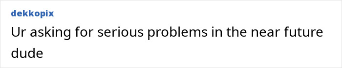 A comment warning about the blackout tattoos trend, stating, 'Ur asking for serious problems in the near future dude.'