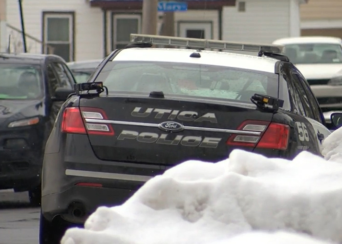A Utica Police car, present in the story of a biker finding a baby crawling out at night.