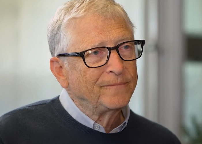 Close-up of Bill Gates wearing glasses in an interview setting Close-up of Bill Gates wearing glasses in an interview setting