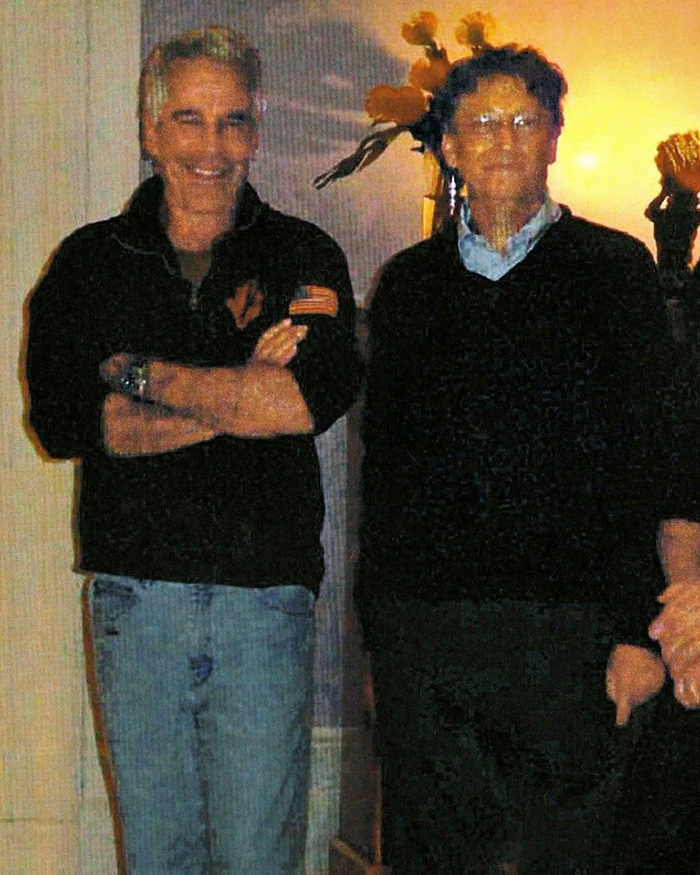 Photo of Bill Gates and Jeffrey Epstein standing together indoors Photo of Bill Gates and Jeffrey Epstein standing together indoors