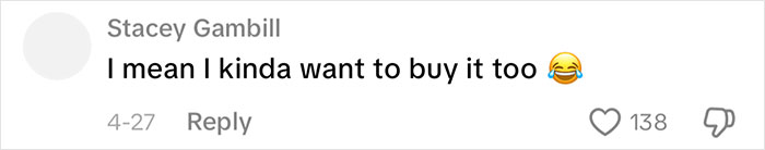 A comment on social media from Stacey Gambill expressing desire to buy the Louis Vuitton bag.