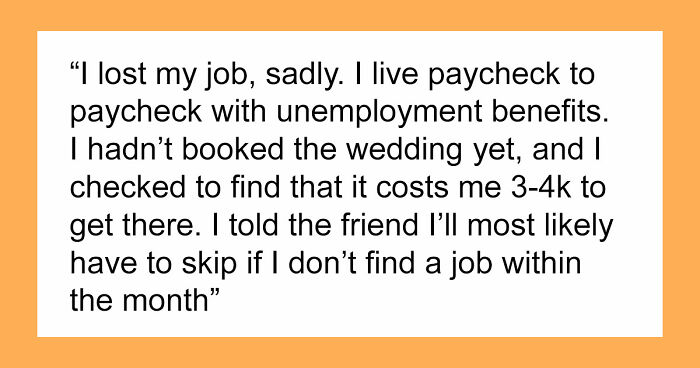 Broke Woman Tells Bride She Can No Longer Afford Her Destination Wedding, Her Response Floors Her