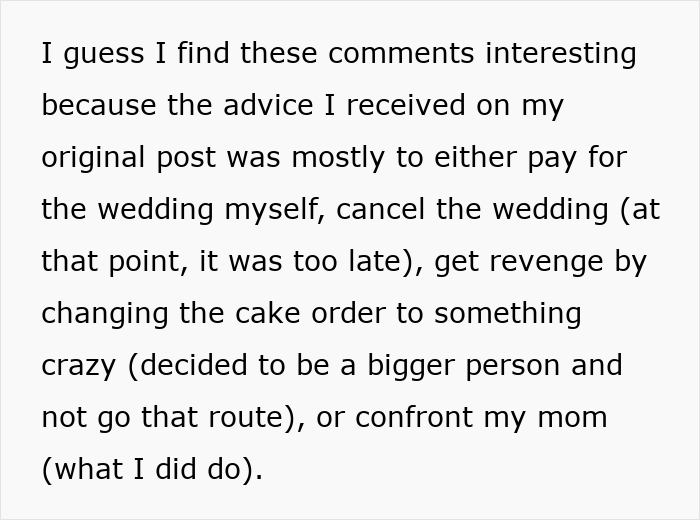 Bride reflects on wedding advice and regrets involving cake and mom Bride reflects on wedding advice and regrets involving cake and mom