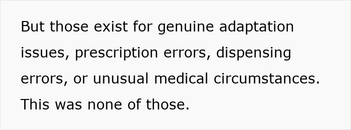 Text about prescription errors and adaptation issues in optical care