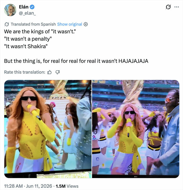 Social media post showing Shakira's World Cup 2026 performance fueling altered appearance speculation