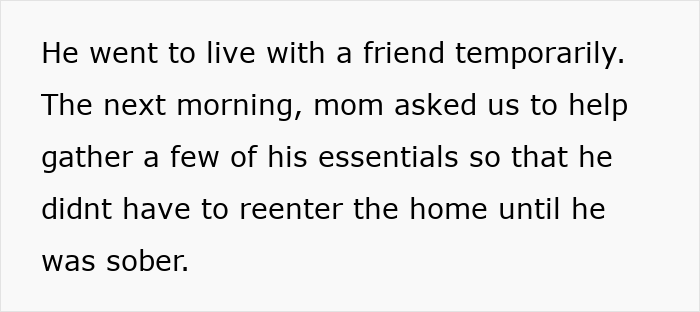 Text describing siblings gathering essentials for the cheater stepdad after he was kicked out. Text describing siblings gathering essentials for the cheater stepdad after he was kicked out.