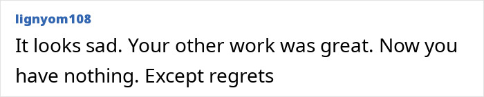 Man covered in blackout tattoos reveals harsh truths he wishes he'd known, with a comment saying: It looks sad. Your other work was great. Now you have nothing. Except regrets.
