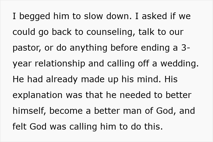 Text about counseling and ending relationship before wedding Text about counseling and ending relationship before wedding