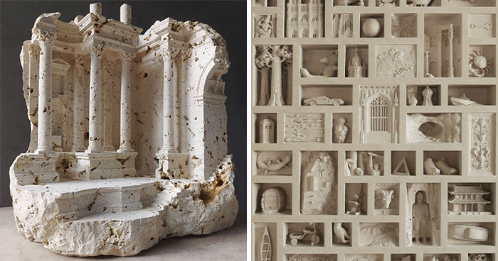 Artist Carves Tiny Architectural Models Of Ancient And Classical Buildings Into Solid Stone (38 New Pics)